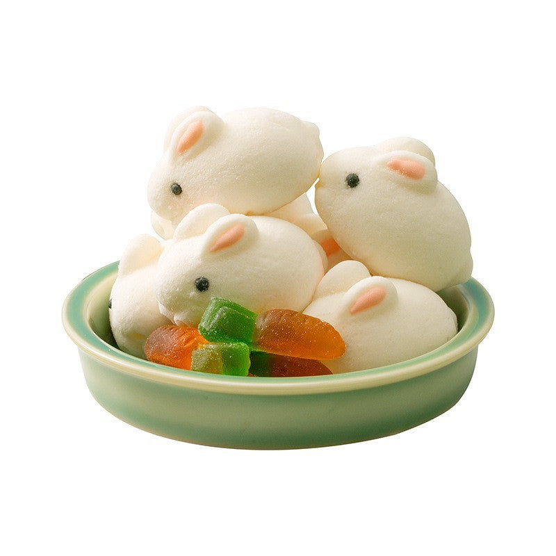 3D White Rabbit Marshmallow Animal Marshmallow Three-dimensional Baking Decoration Mid-Autumn Festival Cake Ornaments Children's Snacks Wholesale