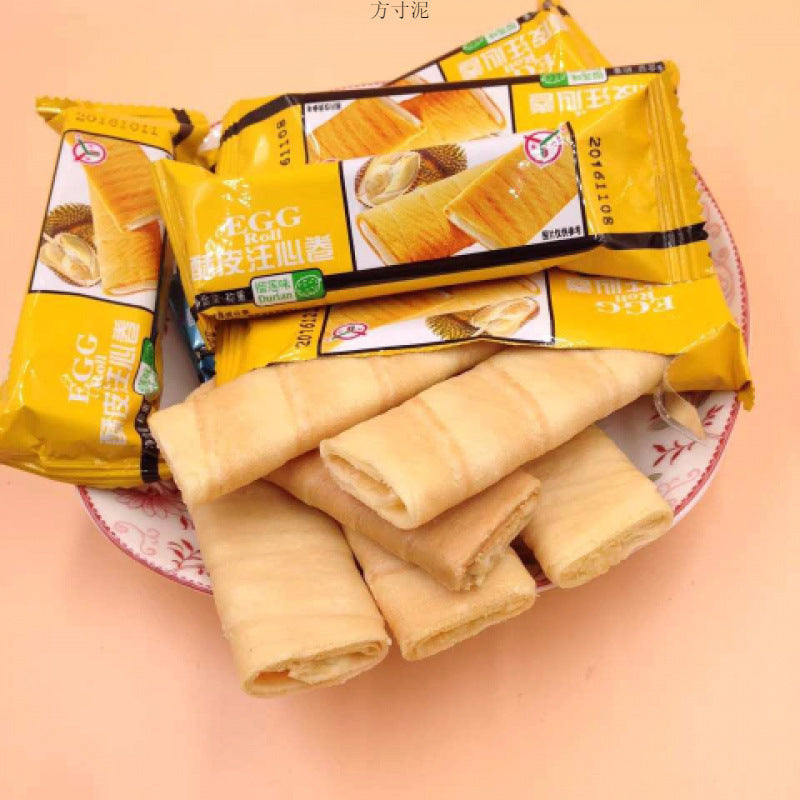 Guangdong specialty: Yuetong durian puff pastry, heart-filling roll, egg roll 500g-2500g, durian sandwich egg roll, coconut milk, orange